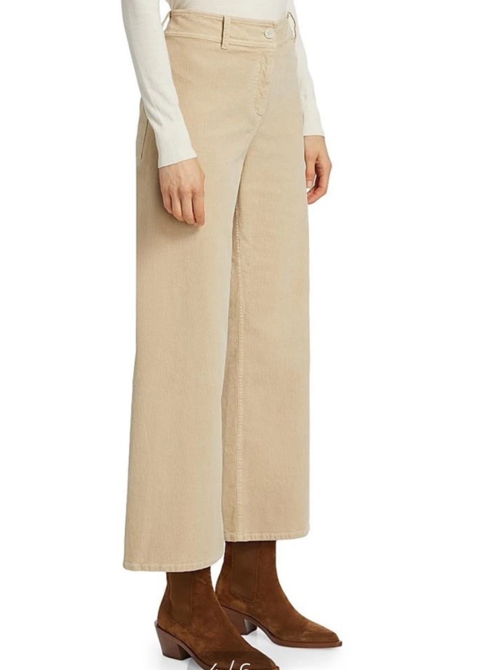 NILI LOTAN Megan Mid Rise Wide Leg Corduroy pants in Tan Size 2 - Picture 2 of 10